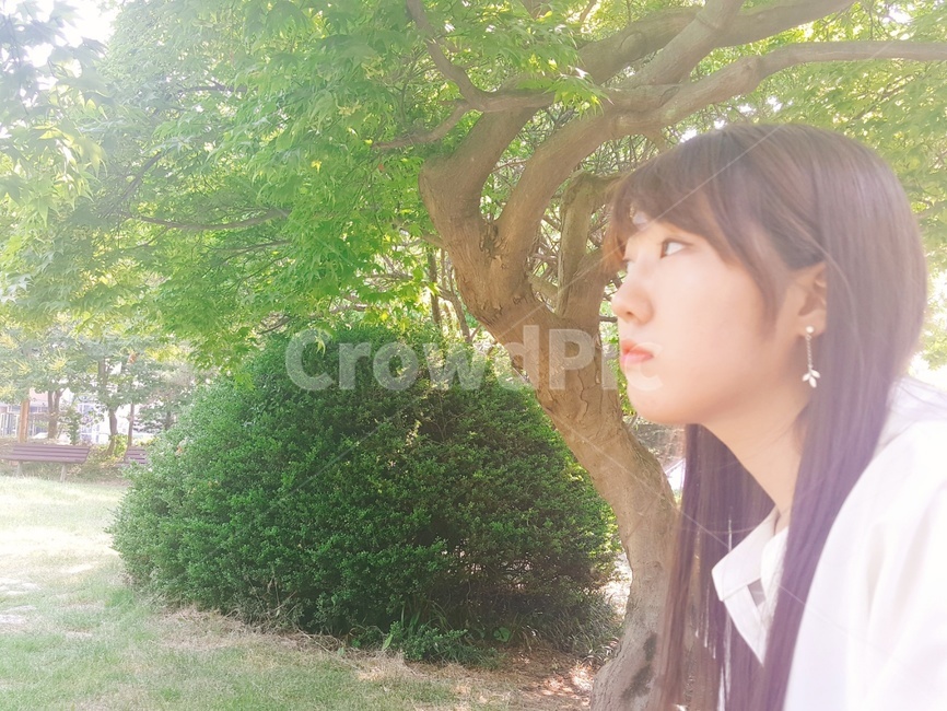 여자,옆모습,사람,초여름,정원,감성,산뜻,여자옆모습