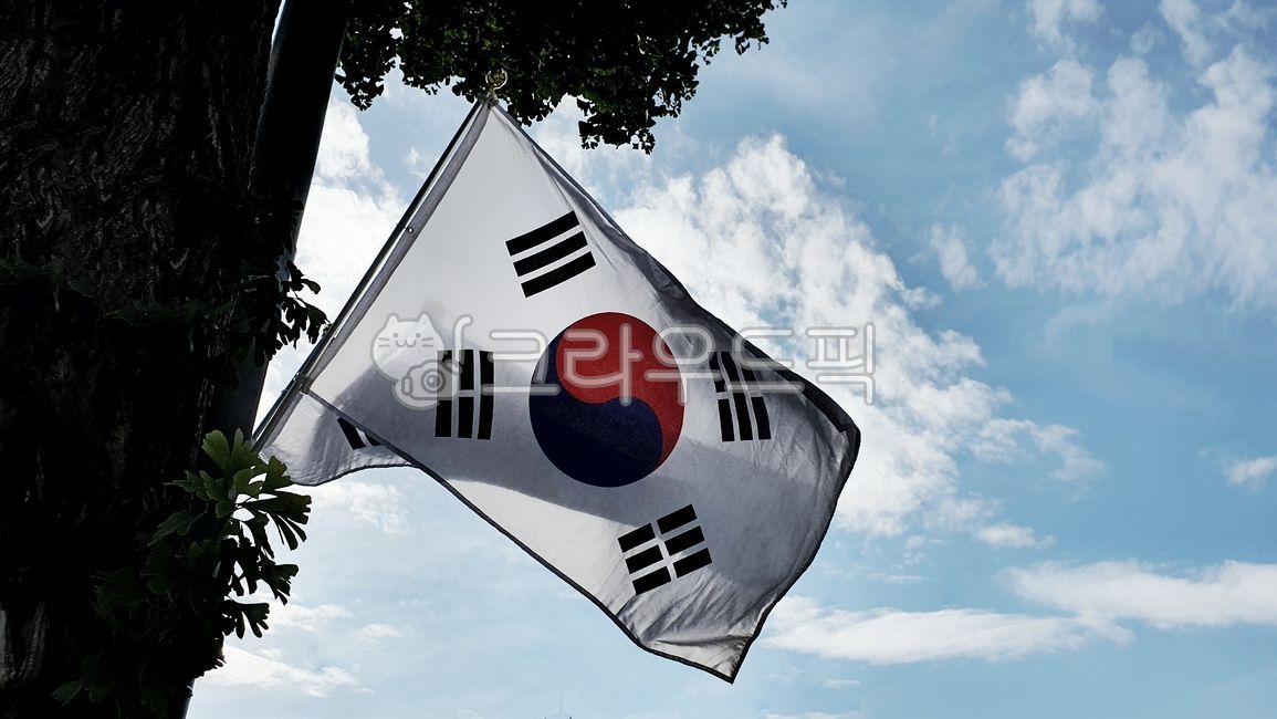 patriotic,sky,symbol,flag,national holiday,cloud,korea,blue,Korean Flag,patriotism,motherland,hoisting