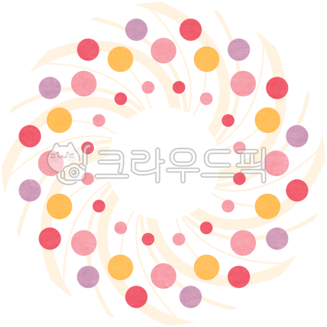 회오리패턴,점도형,감성디자인,민속문양,원형구조,파스텔컬러,한국스타일,전통장식,중심회전,기하학문양,컬러풀디자인,한국패턴,예쁜도형,점무늬감성,수공예느낌,전통그래픽,동양디자인,아기자기문양,장식요소,민화느낌,꾸밈패턴