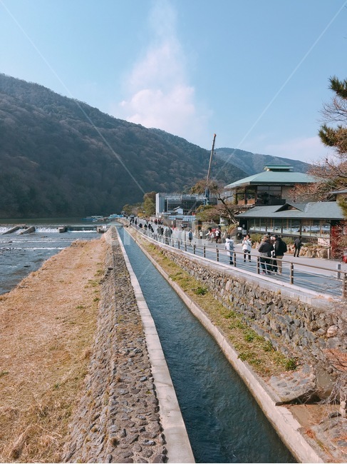 일본,육교,다리,관광지,강,하천,산,휴가