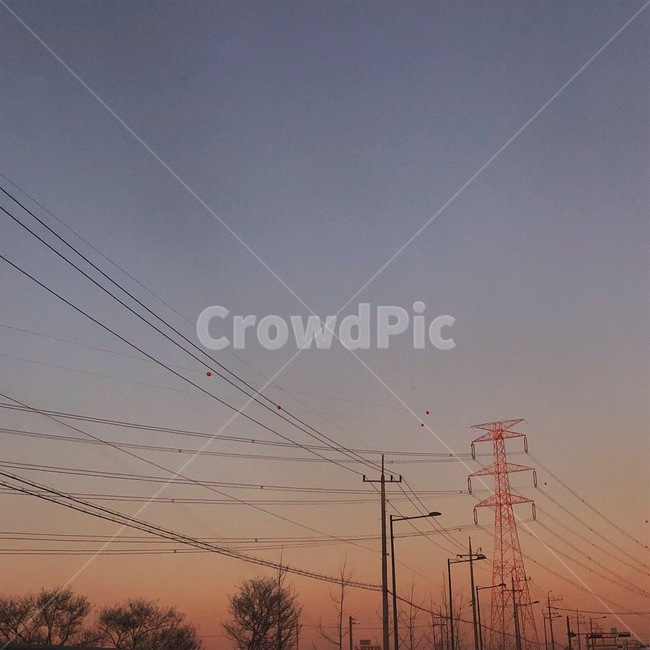 하늘,노을,전깃줄,sky,sunset