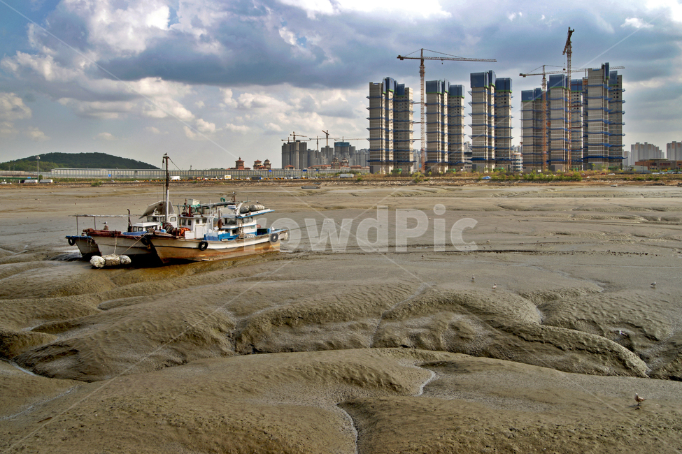 월곳,포구,썰물,갯벌,어선,고깃배,건설,시흥,산업,industry,industrial,어업,fishery,fishing industry,건설업,건축업,construction industry