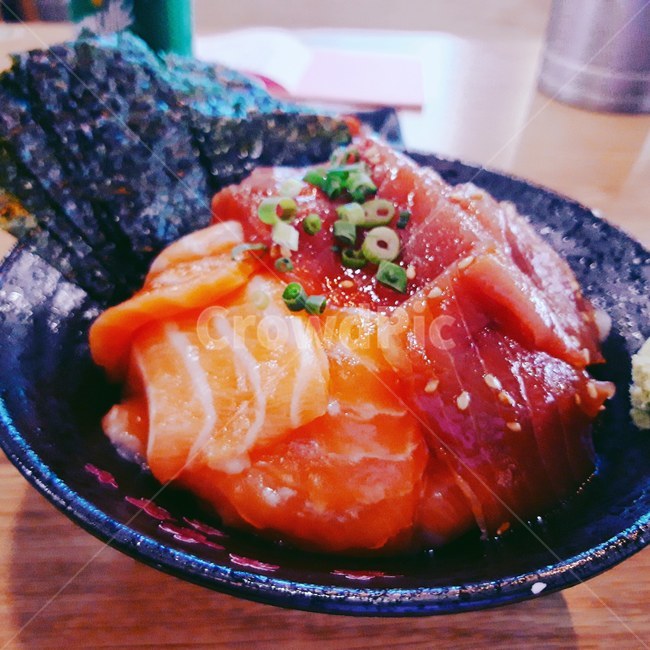 음식,연어,참치,덮밥,김