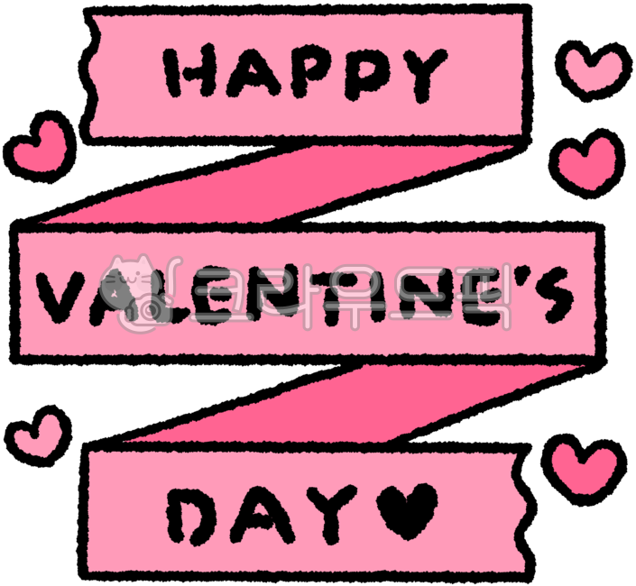 Valentines Day,hand drawing,happy,ribbon,handwriting,sticker,illustration,title