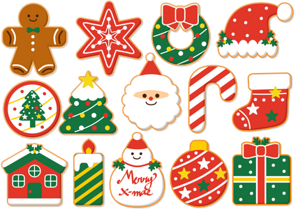 크리스마스-쿠키맨-눈모양-리스-산타모자