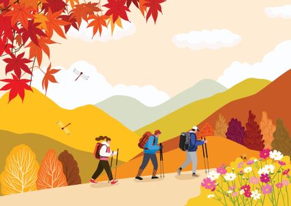 가을-계절-배경-일러스트-등산