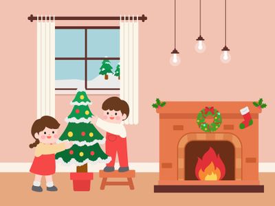 크리스마스-아이-트리장식-벽난로-실내