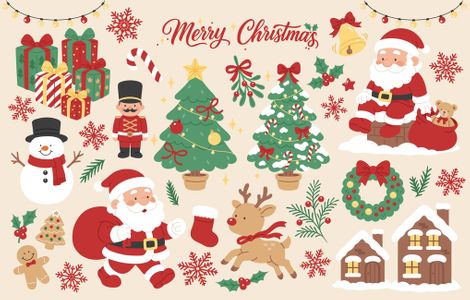 산타클로스-산타-눈사람-루돌프-크리스마스트리